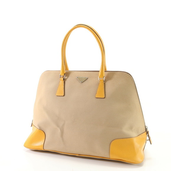 Prada Triangle Leather Bag Logo Tote - Picture 1 of 15
